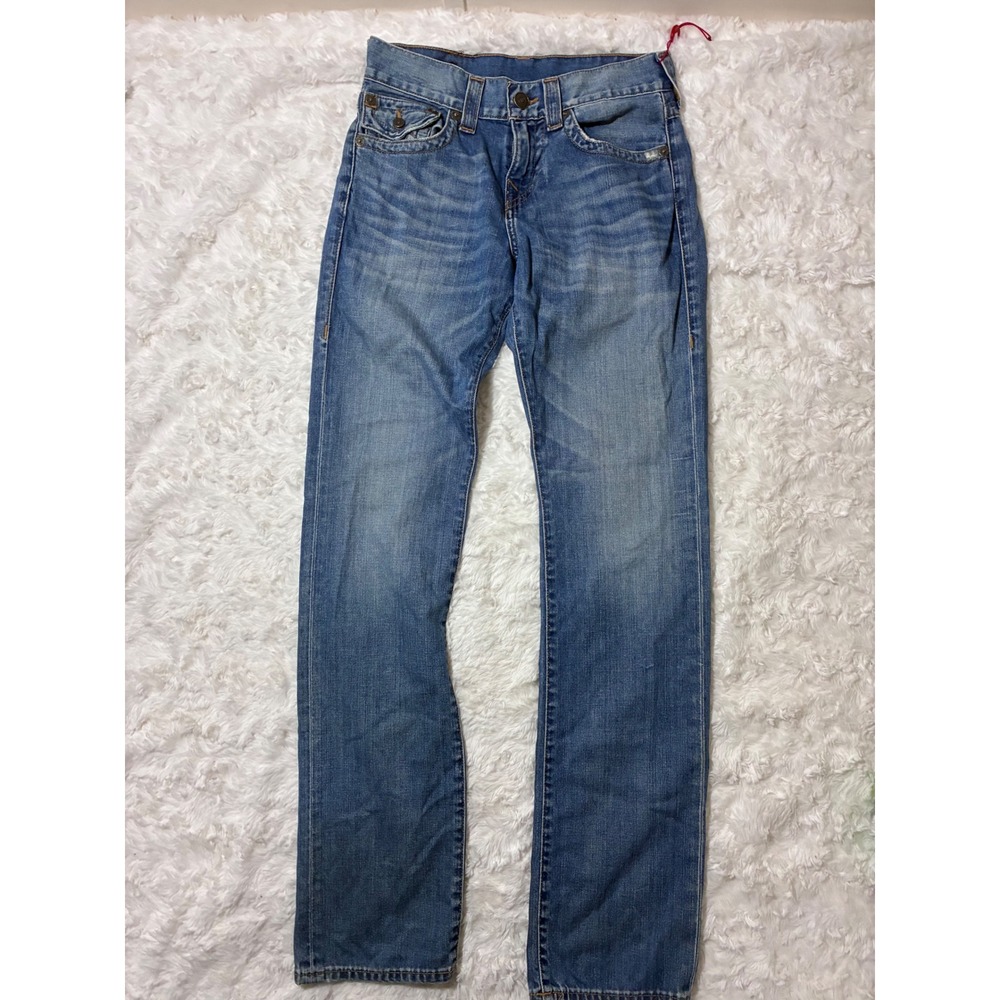 True Religion Ricky Relaxed Straight Leg Jeans Mens 28 Medium Wash Blue Denim
